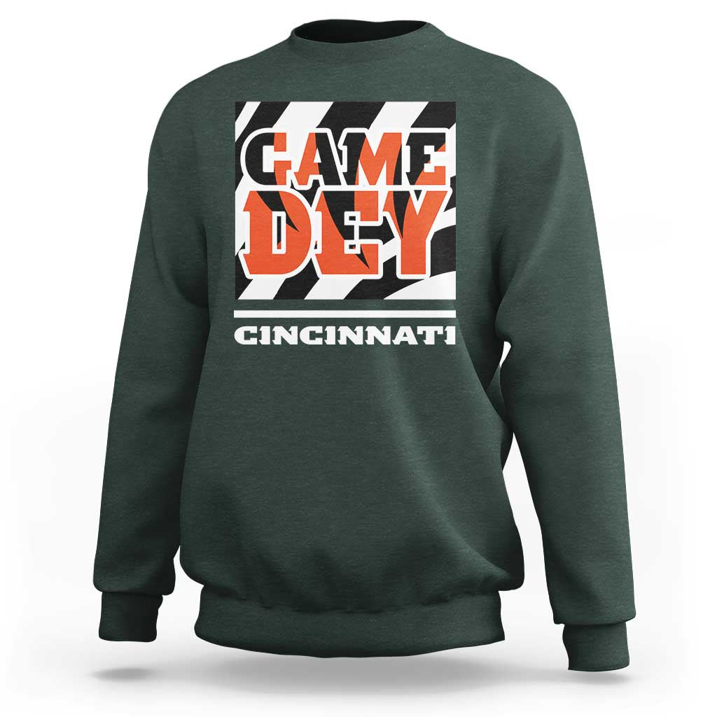 Cincinnati Sweatshirt Retro Vintage Game Dey White Stripes - Wonder Print Shop