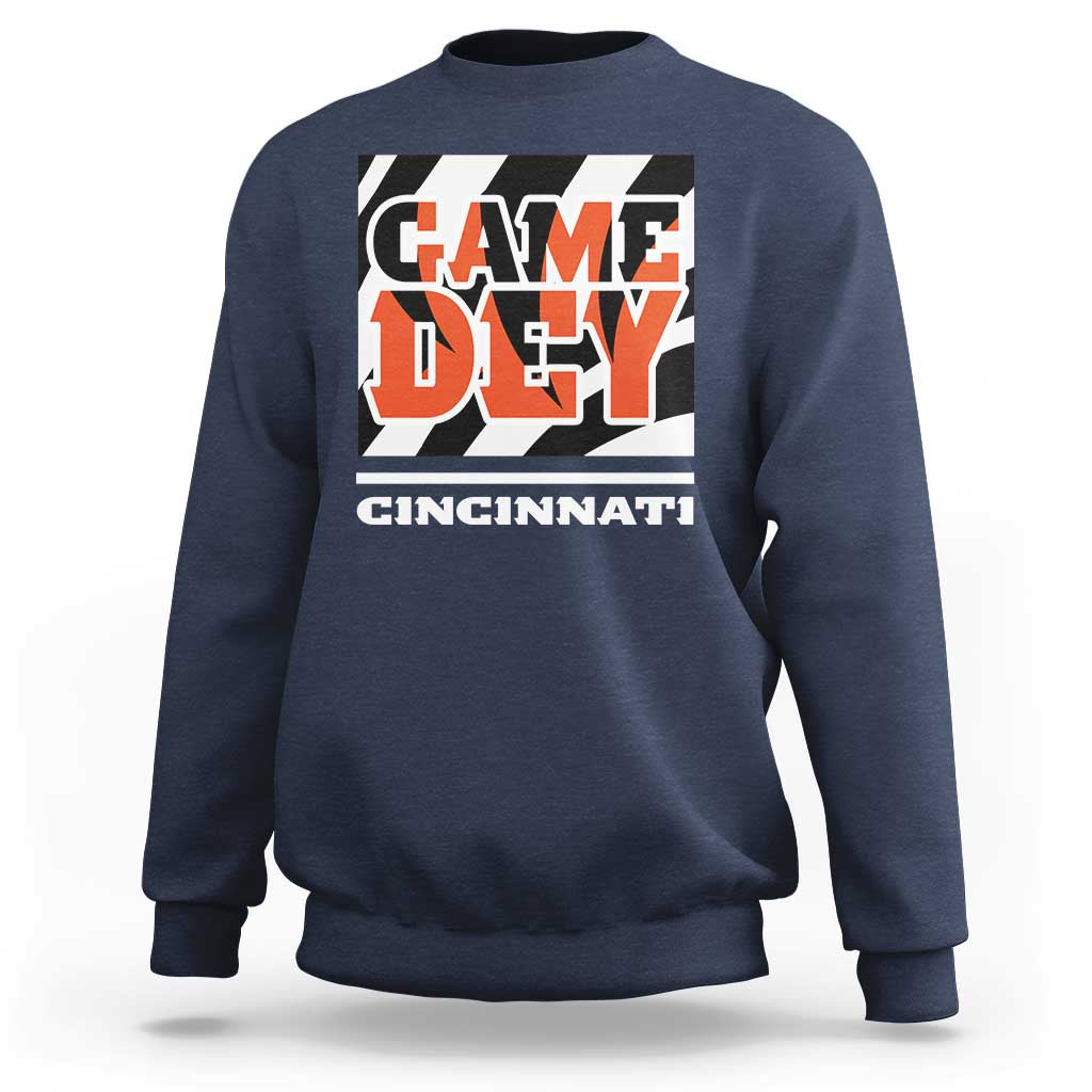 Cincinnati Sweatshirt Retro Vintage Game Dey White Stripes - Wonder Print Shop
