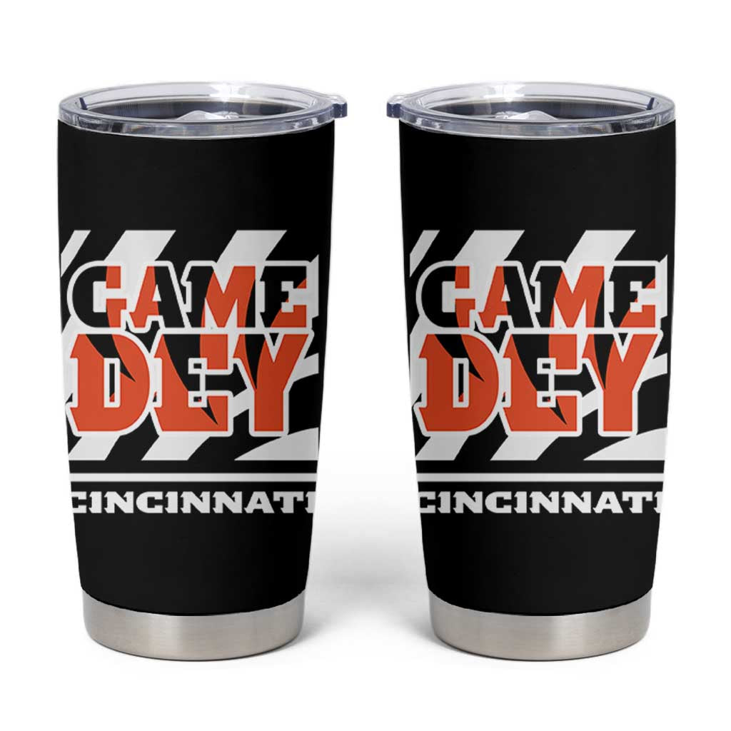 Cincinnati Tumbler Cup Retro Vintage Game Dey White Stripes - Wonder Print Shop
