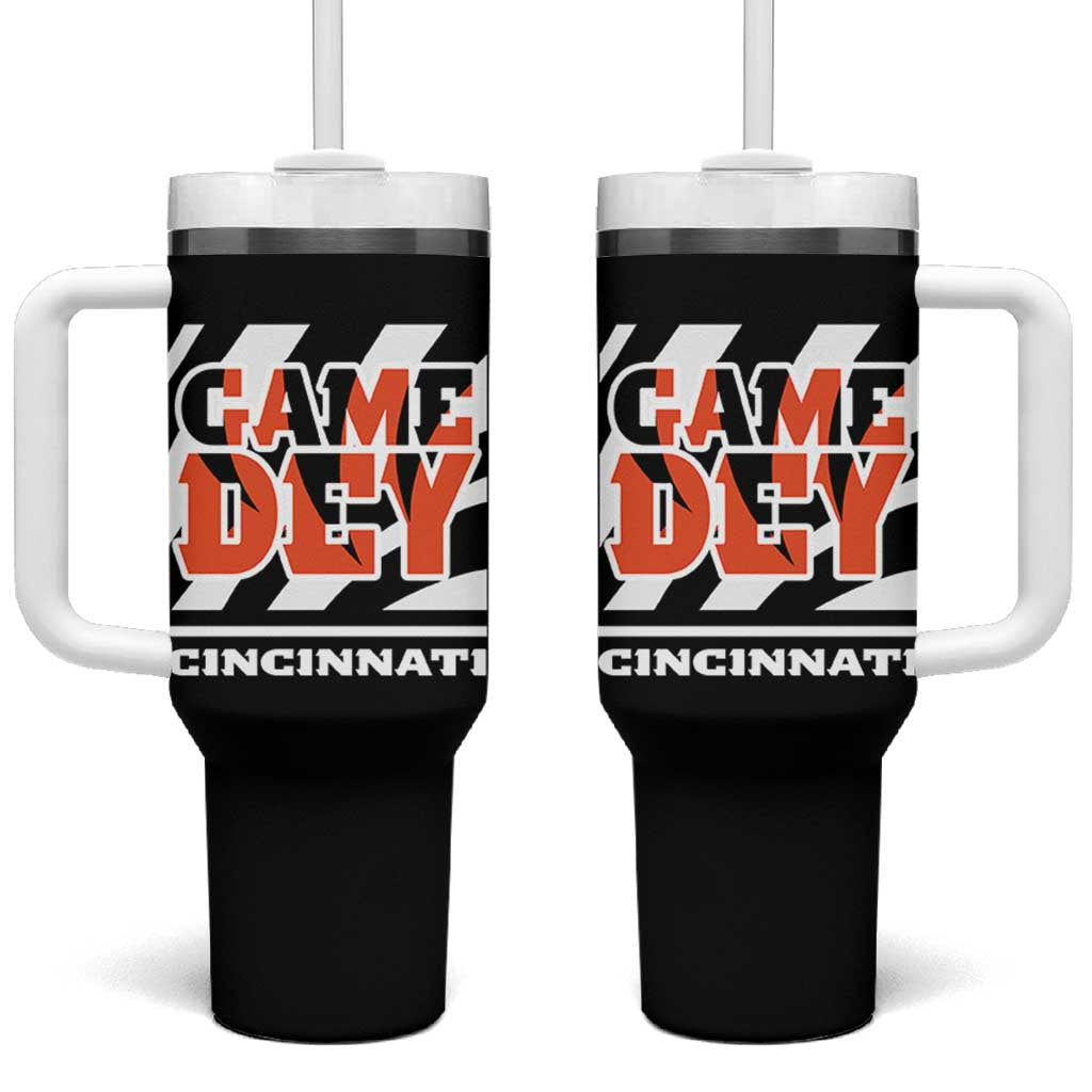 Cincinnati Tumbler With Handle Retro Vintage Game Dey White Stripes - Wonder Print Shop