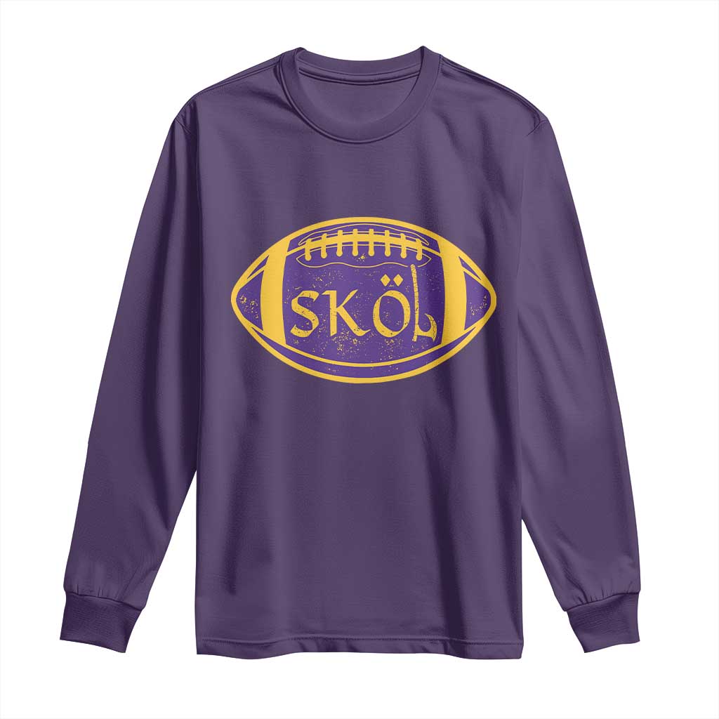 Skol Football Long Sleeve Shirt Retro Nordic Scandinavian Warrior Vikings Axe - Wonder Print Shop