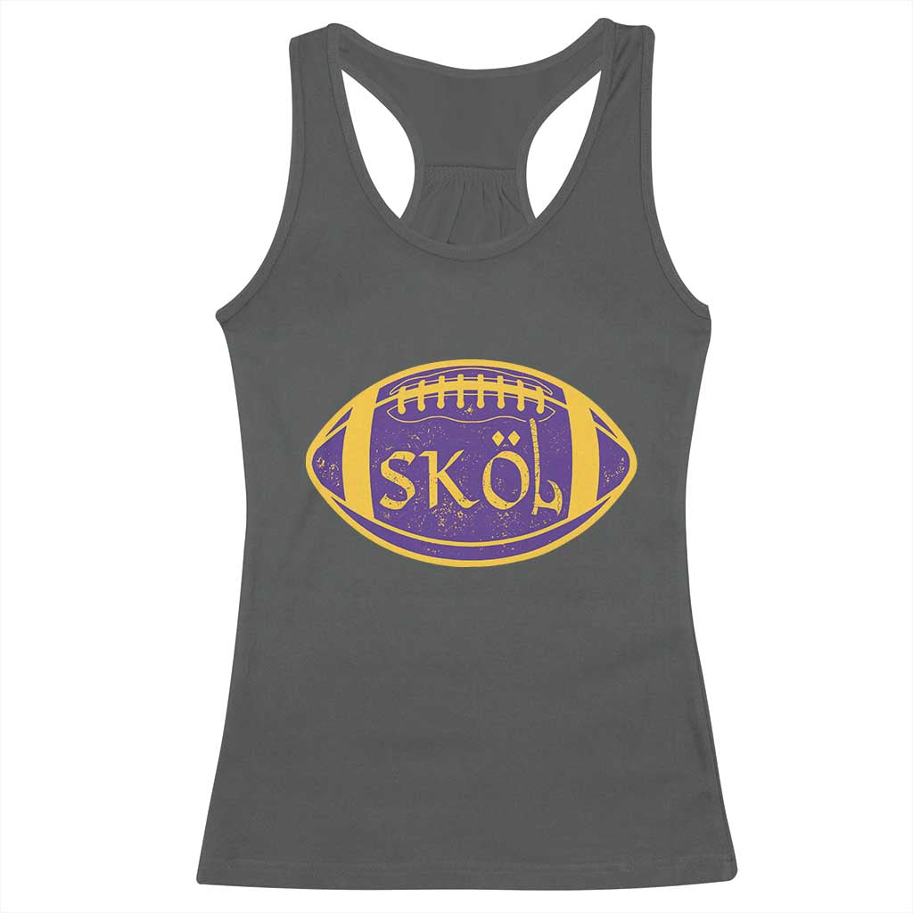 Skol Football Racerback Tank Top Retro Nordic Scandinavian Warrior Vikings Axe - Wonder Print Shop