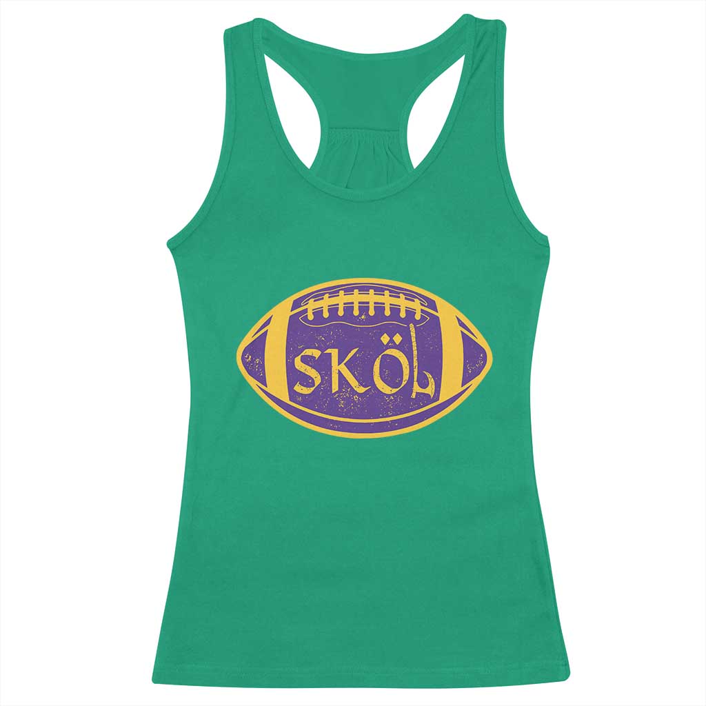 Skol Football Racerback Tank Top Retro Nordic Scandinavian Warrior Vikings Axe - Wonder Print Shop