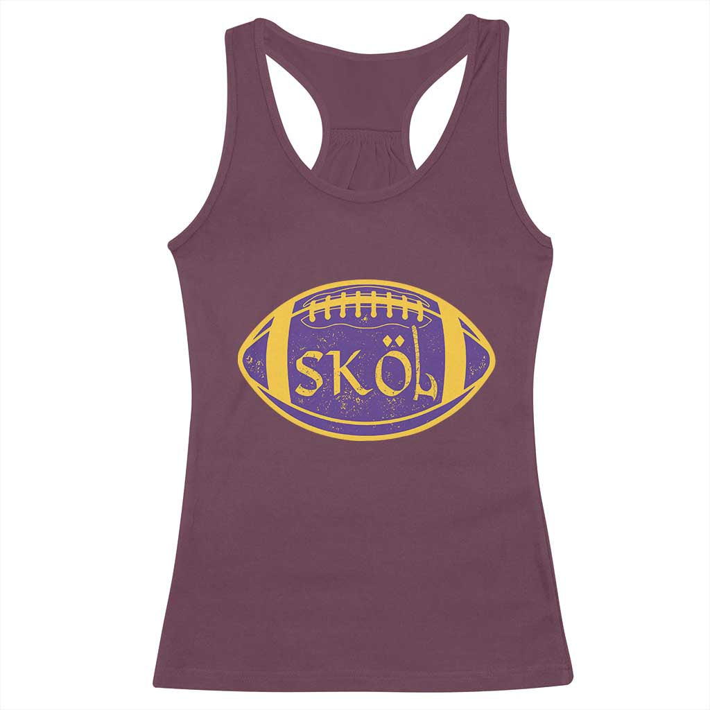 Skol Football Racerback Tank Top Retro Nordic Scandinavian Warrior Vikings Axe - Wonder Print Shop