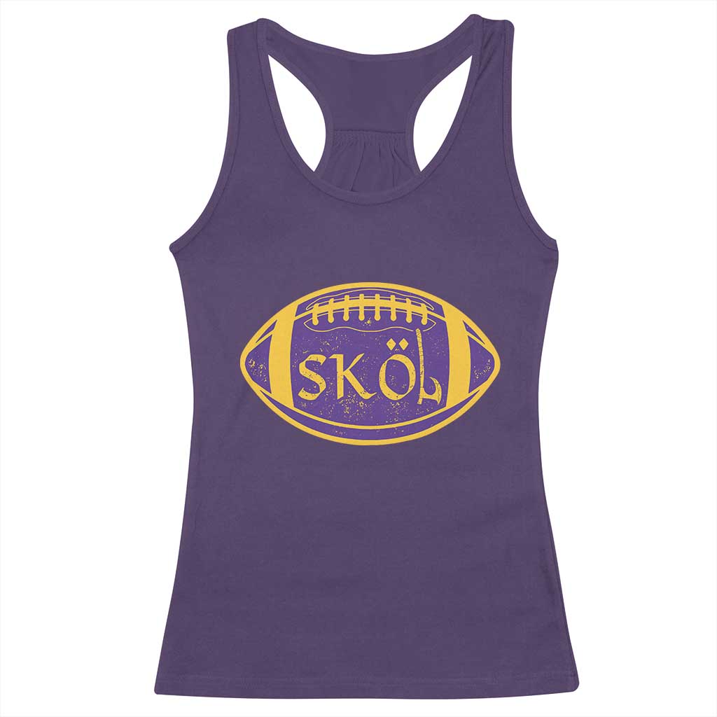 Skol Football Racerback Tank Top Retro Nordic Scandinavian Warrior Vikings Axe - Wonder Print Shop