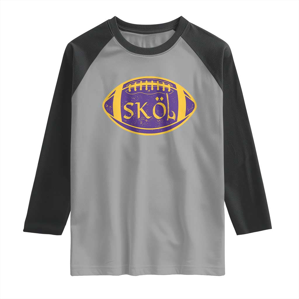 Skol Football Raglan Shirt Retro Nordic Scandinavian Warrior Vikings Axe - Wonder Print Shop