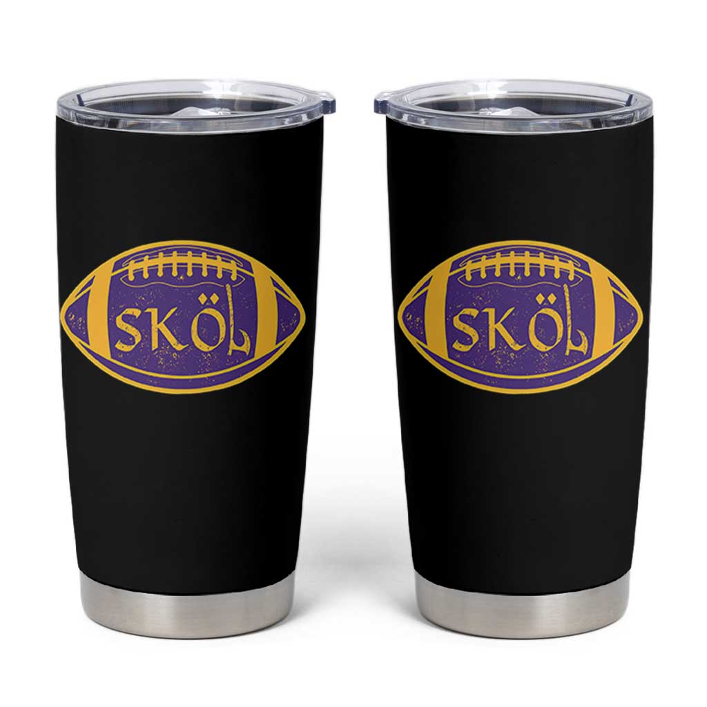 Skol Football Tumbler Cup Retro Nordic Scandinavian Warrior Vikings Axe - Wonder Print Shop
