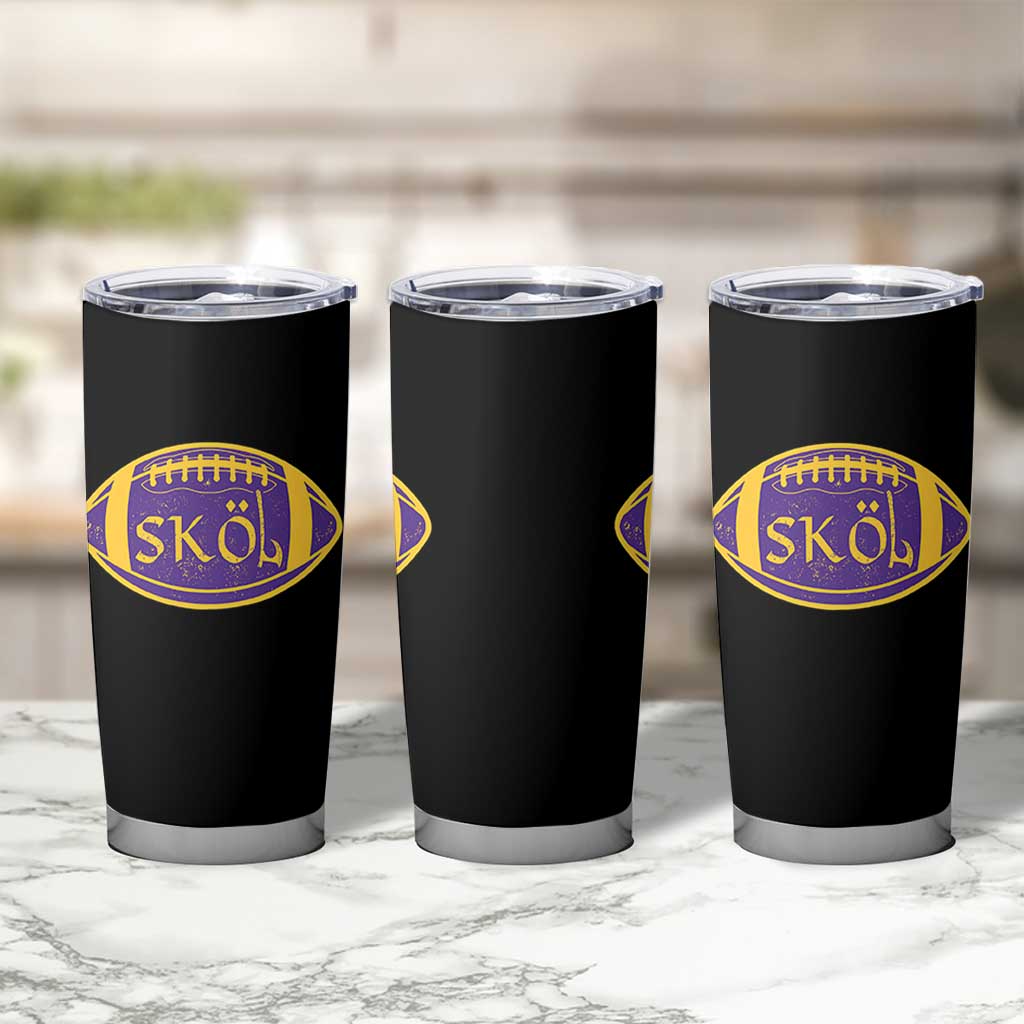 Skol Football Tumbler Cup Retro Nordic Scandinavian Warrior Vikings Axe - Wonder Print Shop
