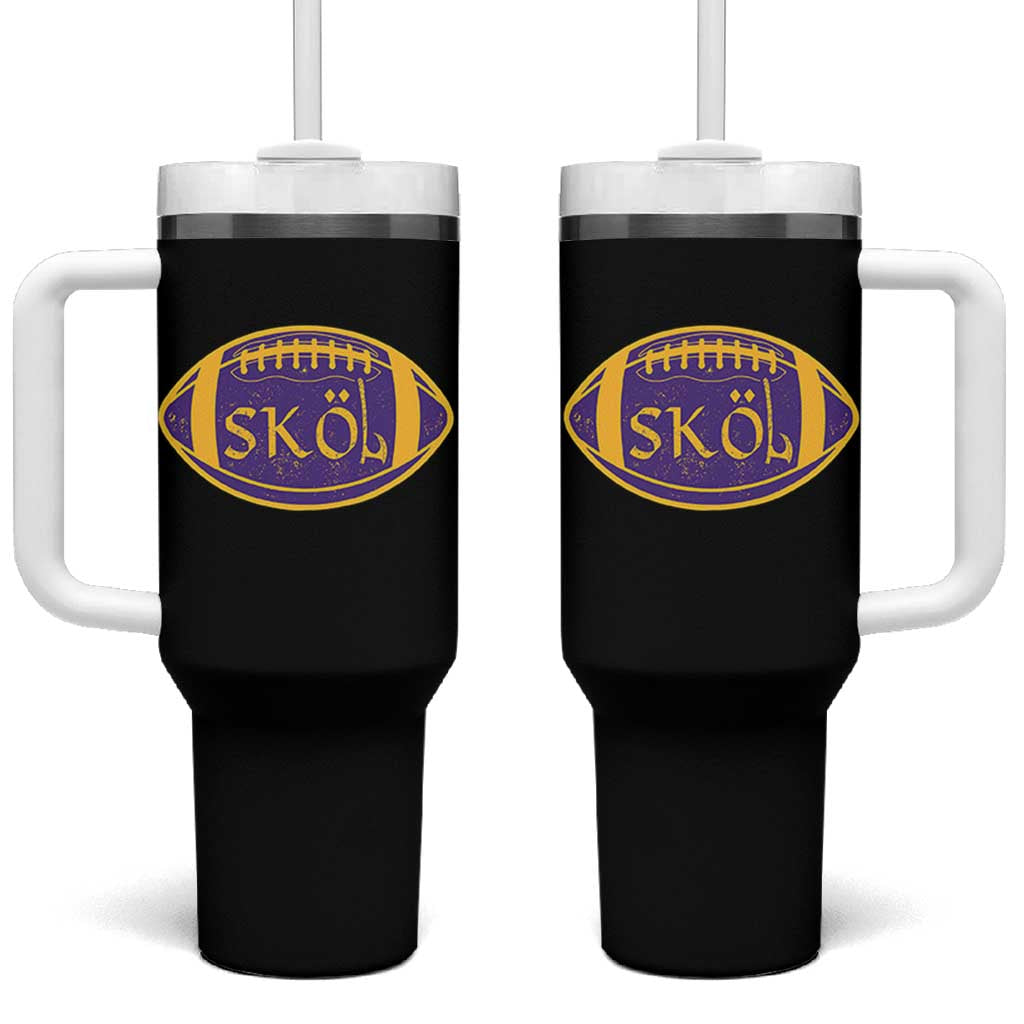 Skol Football Tumbler With Handle Retro Nordic Scandinavian Warrior Vikings Axe - Wonder Print Shop