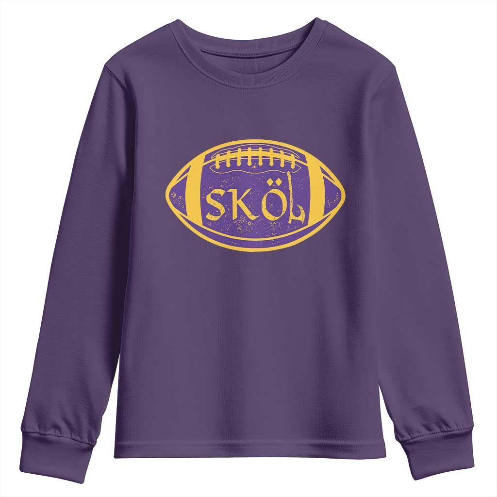 Skol Football Youth Sweatshirt Retro Nordic Scandinavian Warrior Vikings Axe - Wonder Print Shop