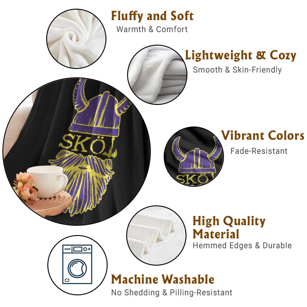 Skol Nordic Scandinavian Warrior Viking Helmet Throw Blanket - Wonder Print Shop