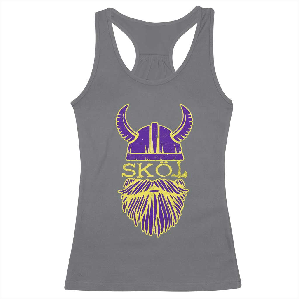 Skol Nordic Scandinavian Warrior Viking Helmet Racerback Tank Top - Wonder Print Shop