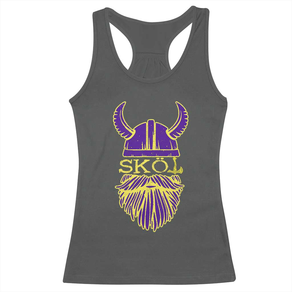 Skol Nordic Scandinavian Warrior Viking Helmet Racerback Tank Top - Wonder Print Shop