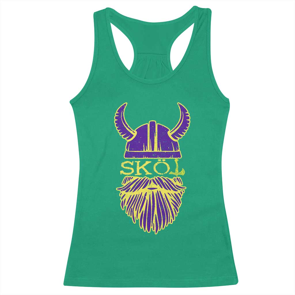 Skol Nordic Scandinavian Warrior Viking Helmet Racerback Tank Top - Wonder Print Shop
