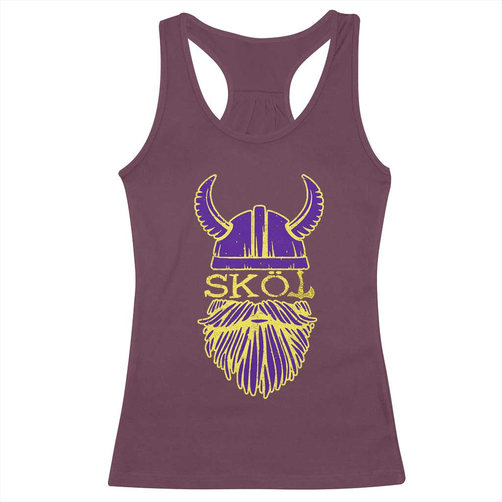 Skol Nordic Scandinavian Warrior Viking Helmet Racerback Tank Top - Wonder Print Shop