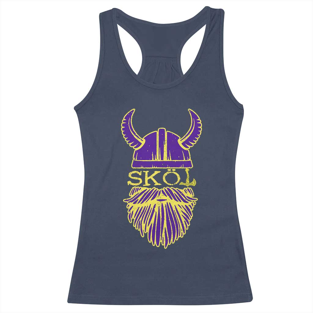 Skol Nordic Scandinavian Warrior Viking Helmet Racerback Tank Top - Wonder Print Shop