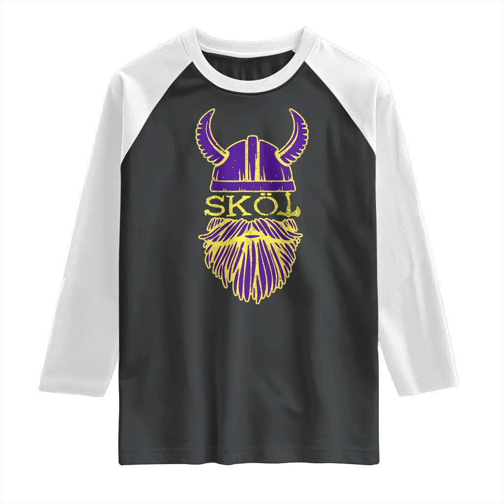 Skol Nordic Scandinavian Warrior Viking Helmet Raglan Shirt - Wonder Print Shop