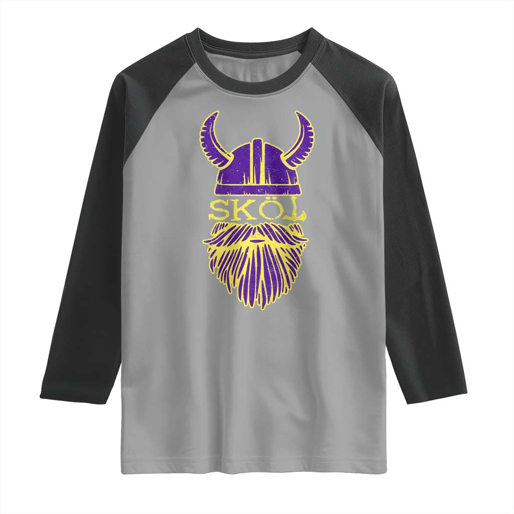 Skol Nordic Scandinavian Warrior Viking Helmet Raglan Shirt - Wonder Print Shop