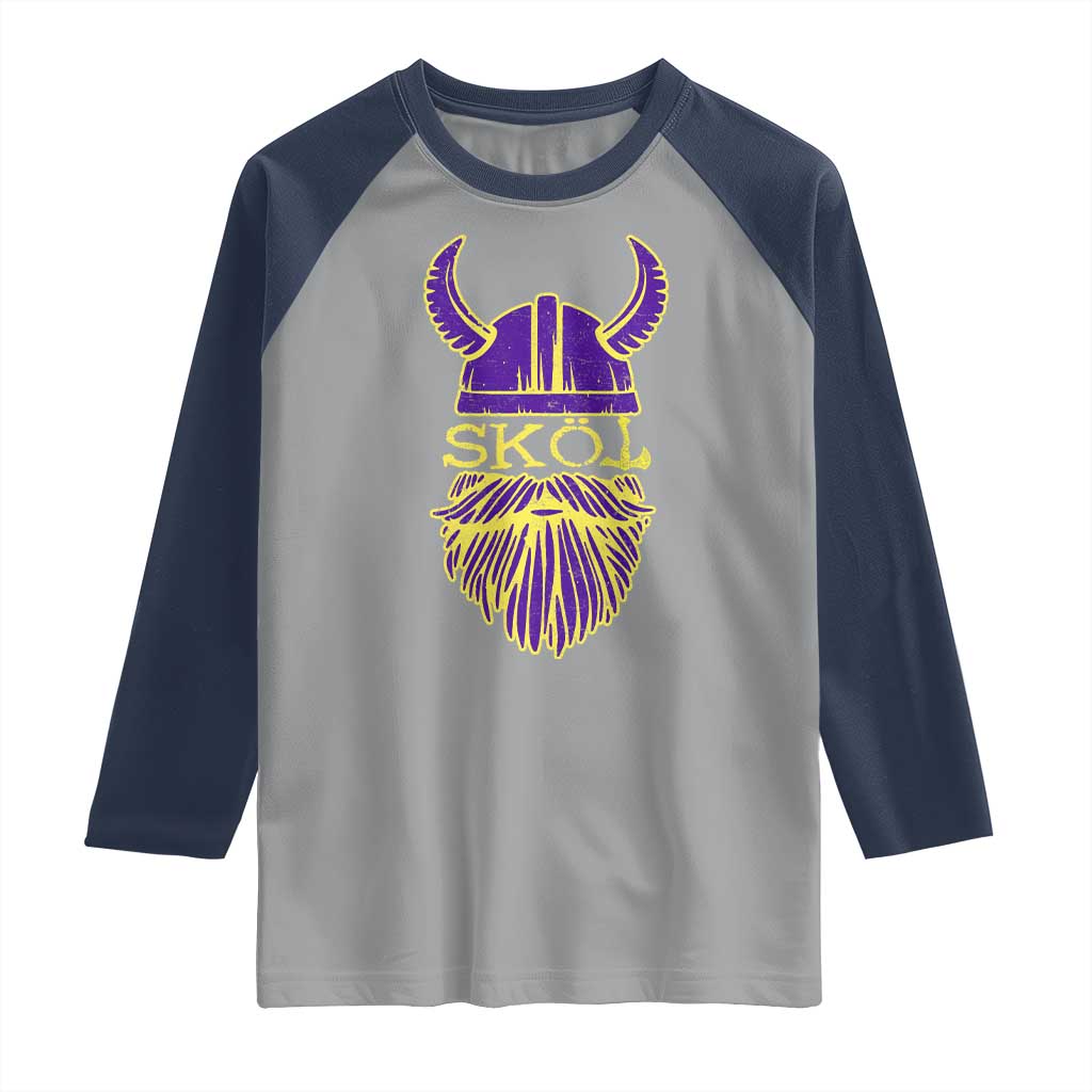 Skol Nordic Scandinavian Warrior Viking Helmet Raglan Shirt - Wonder Print Shop