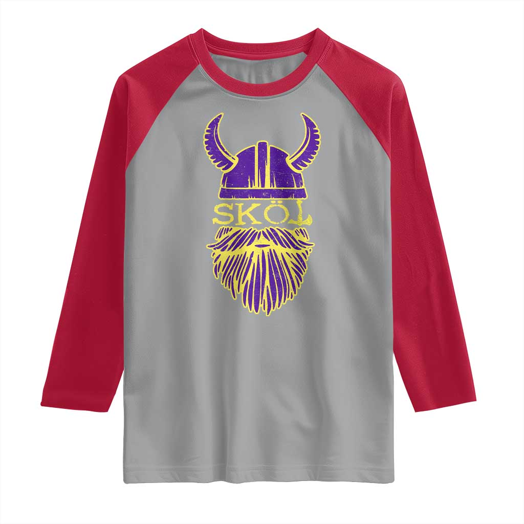 Skol Nordic Scandinavian Warrior Viking Helmet Raglan Shirt - Wonder Print Shop