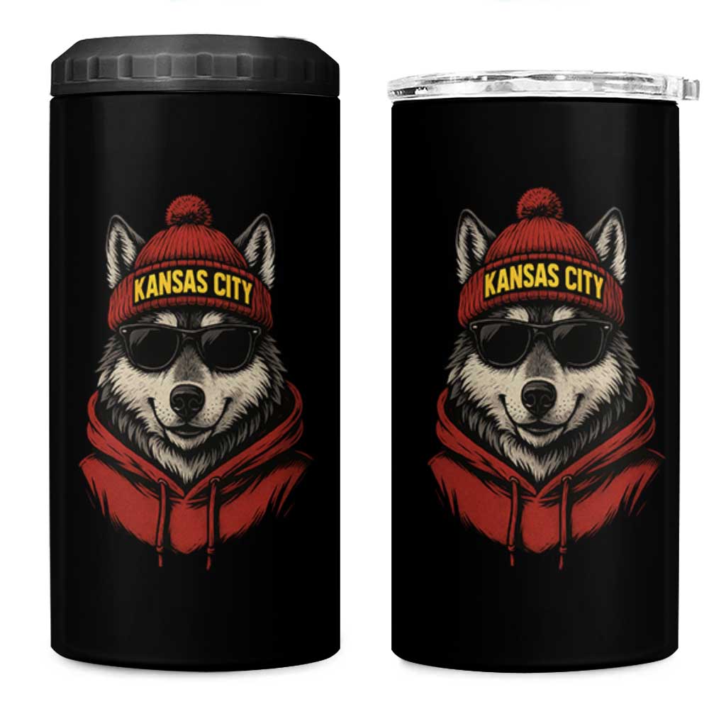 Kansas City 4 in 1 Can Cooler Tumbler Vintage Retro Wolf Mascot - Wonder Print Shop