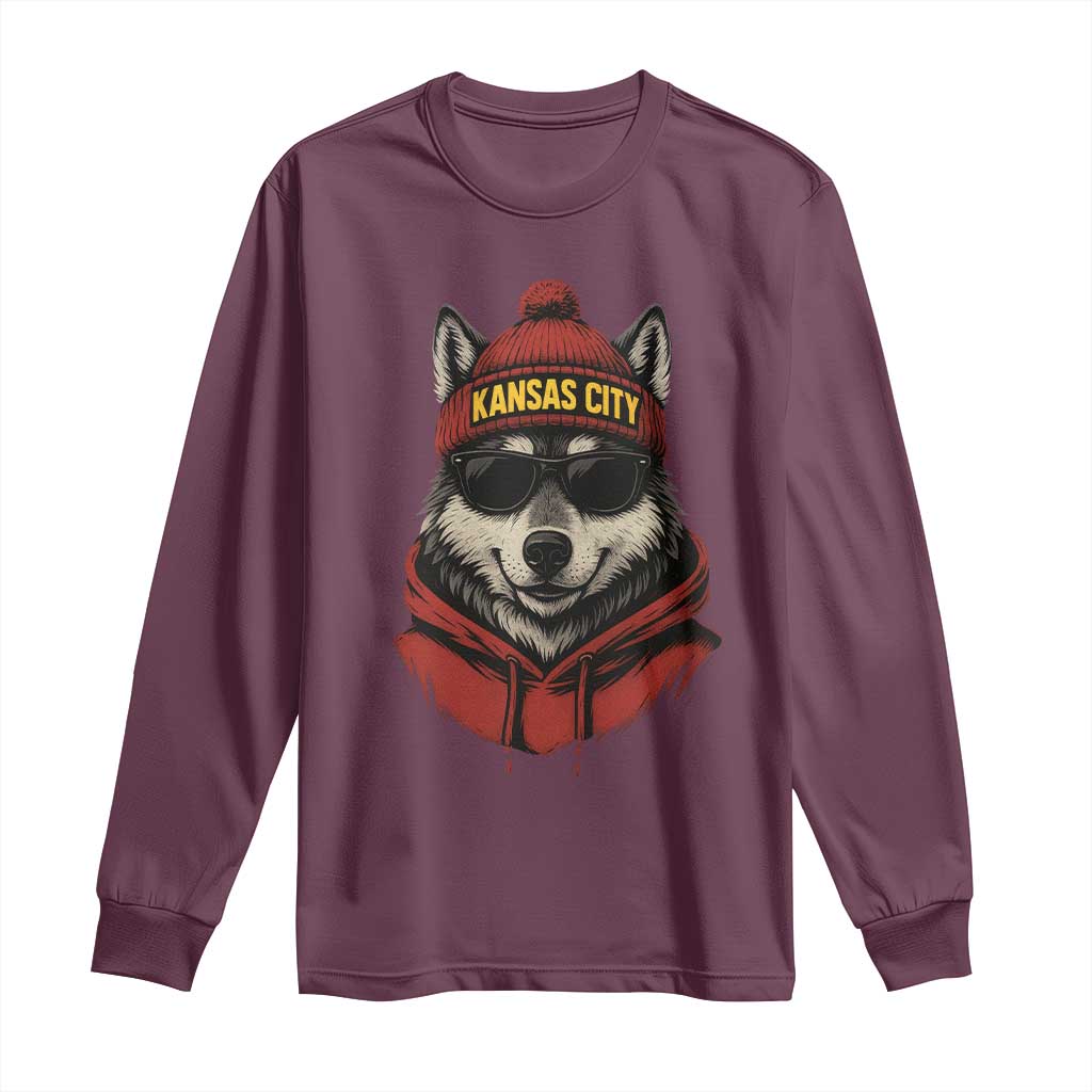 Kansas City Long Sleeve Shirt Vintage Retro Wolf Mascot - Wonder Print Shop