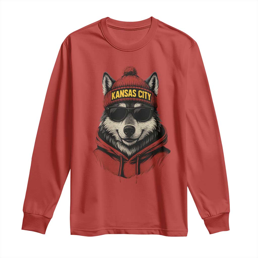 Kansas City Long Sleeve Shirt Vintage Retro Wolf Mascot - Wonder Print Shop