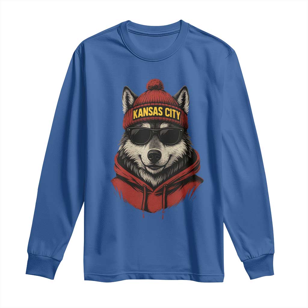 Kansas City Long Sleeve Shirt Vintage Retro Wolf Mascot - Wonder Print Shop
