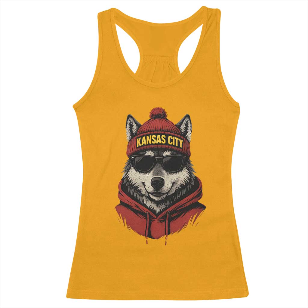 Kansas City Racerback Tank Top Vintage Retro Wolf Mascot - Wonder Print Shop