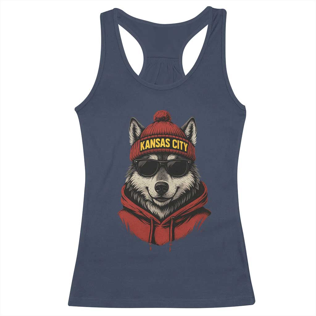 Kansas City Racerback Tank Top Vintage Retro Wolf Mascot - Wonder Print Shop