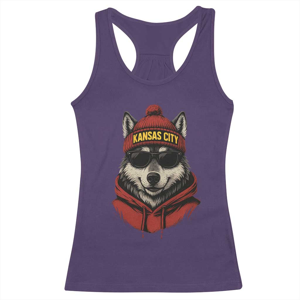 Kansas City Racerback Tank Top Vintage Retro Wolf Mascot - Wonder Print Shop
