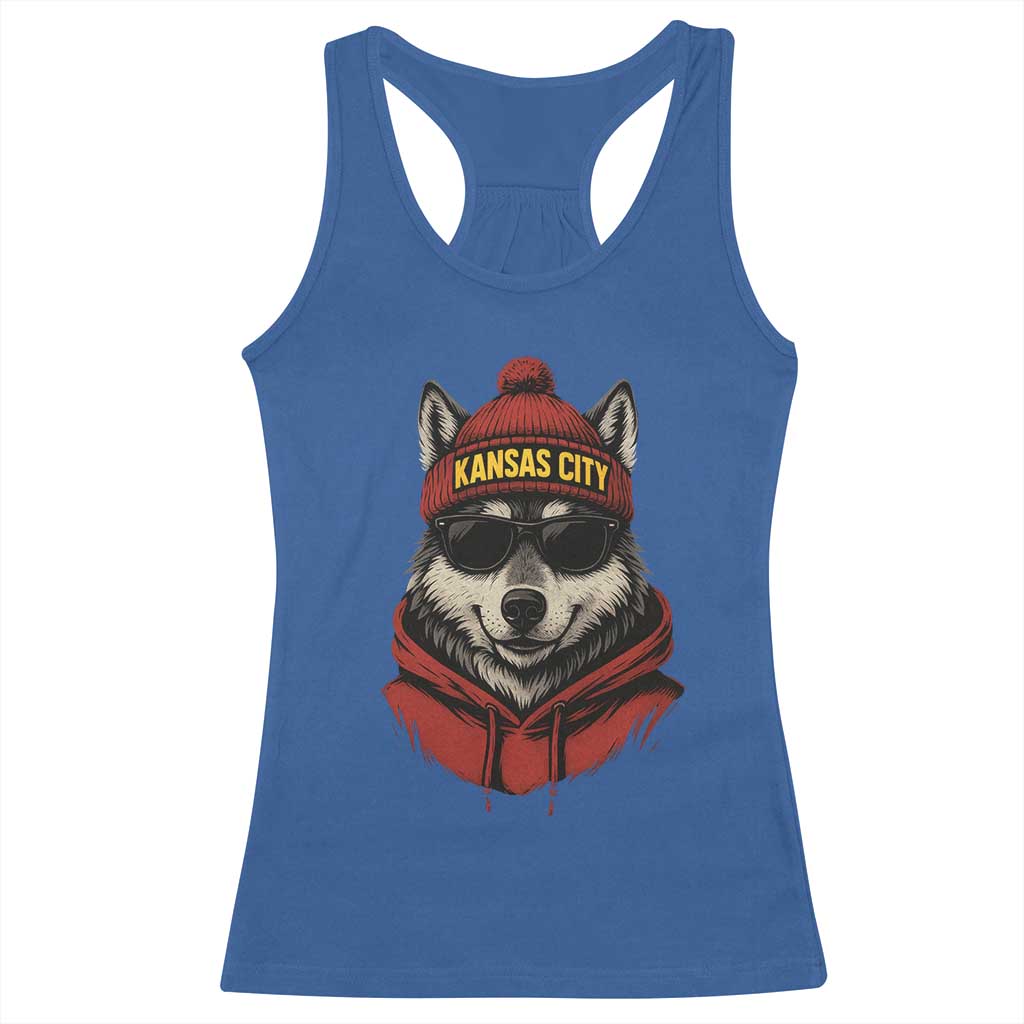 Kansas City Racerback Tank Top Vintage Retro Wolf Mascot - Wonder Print Shop