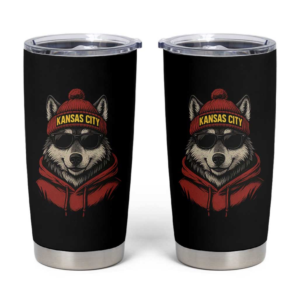 Kansas City Tumbler Cup Vintage Retro Wolf Mascot - Wonder Print Shop