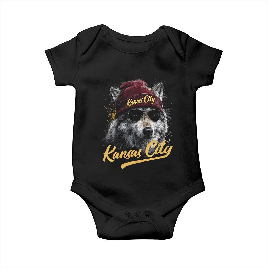 Kansas City Baby Onesie Retro Vintage Watercolors Sport Wolf Mascot - Wonder Print Shop