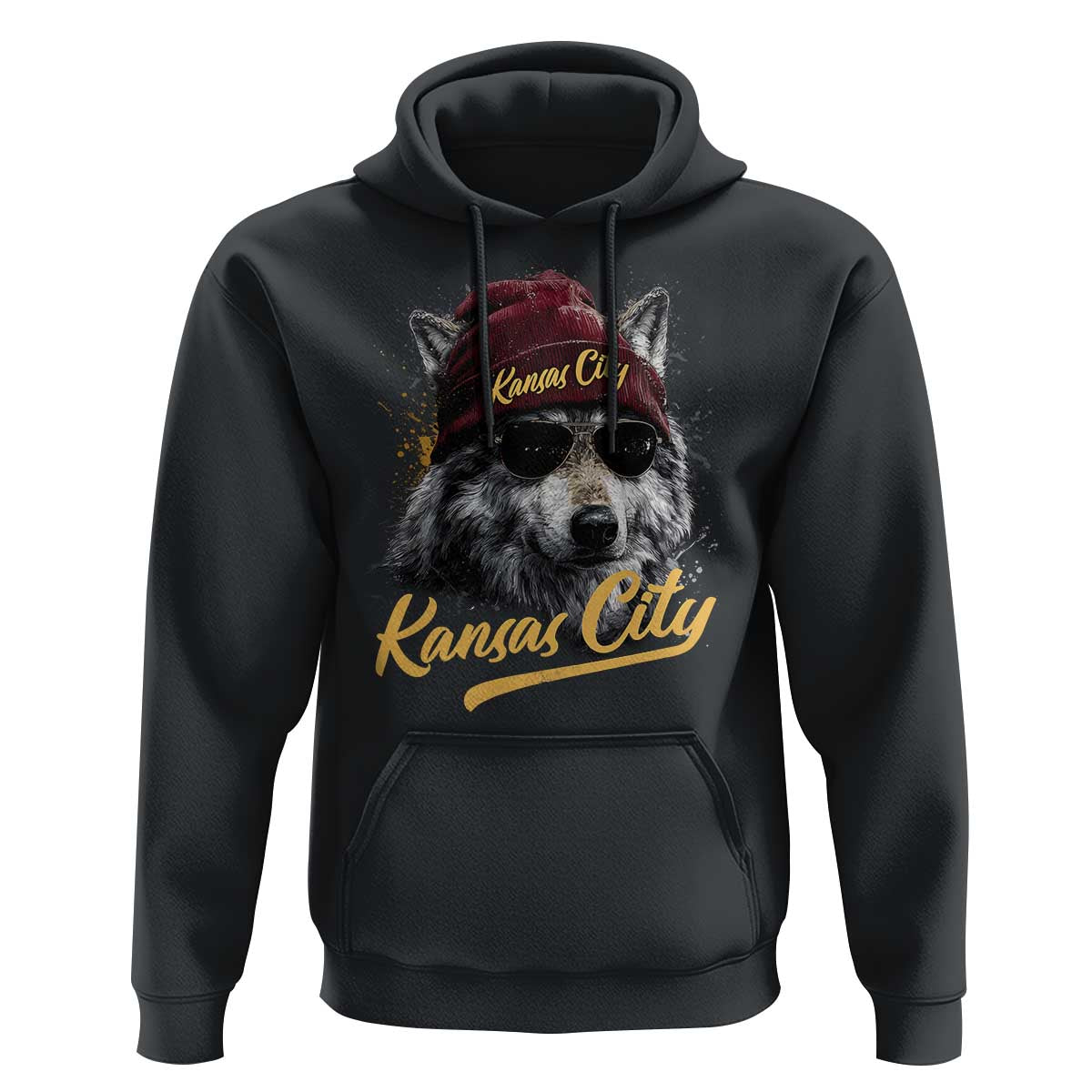 Kansas City Hoodie Retro Vintage Watercolors Sport Wolf Mascot - Wonder Print Shop