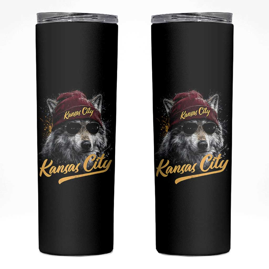 Kansas City Skinny Tumbler Retro Vintage Watercolors Sport Wolf Mascot - Wonder Print Shop