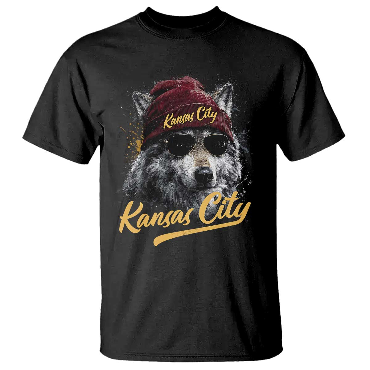 Kansas City T Shirt Retro Vintage Watercolors Sport Wolf Mascot - Wonder Print Shop