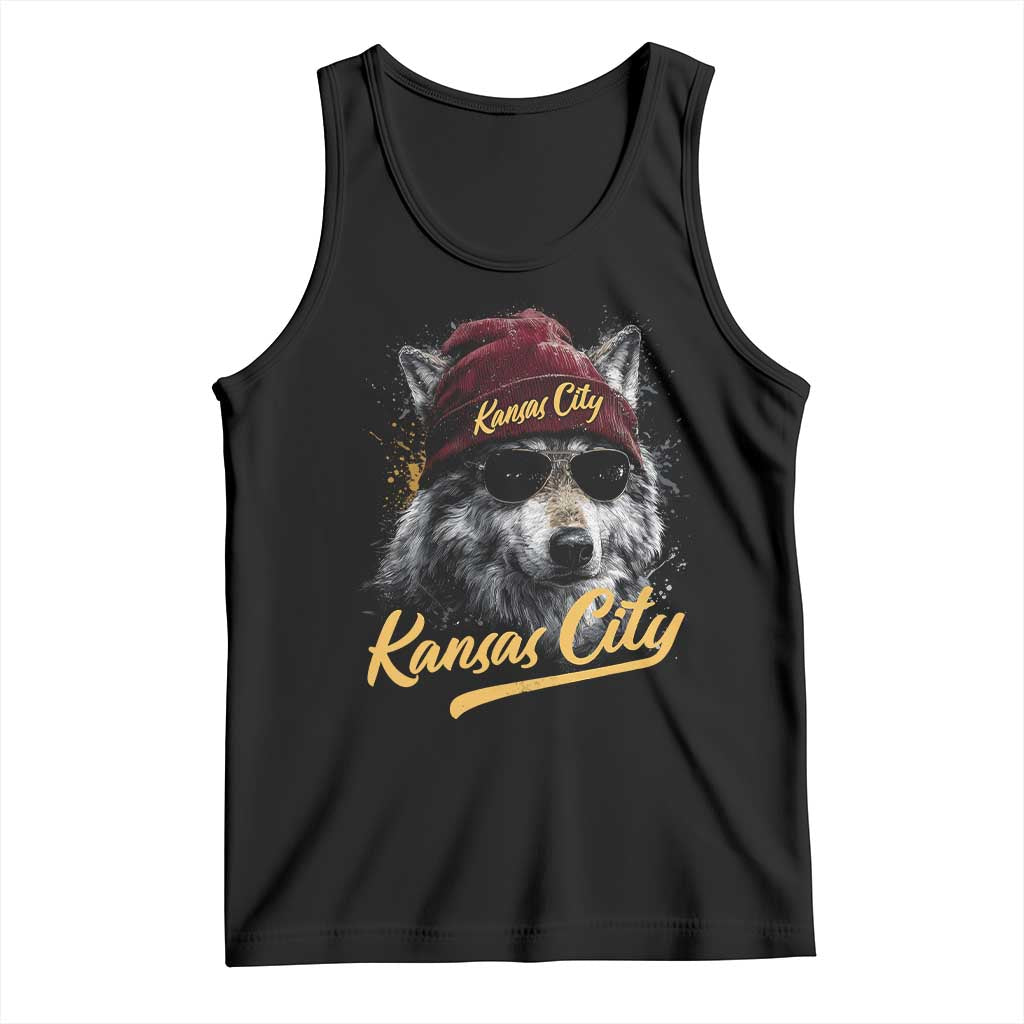 Kansas City Tank Top Retro Vintage Watercolors Sport Wolf Mascot - Wonder Print Shop
