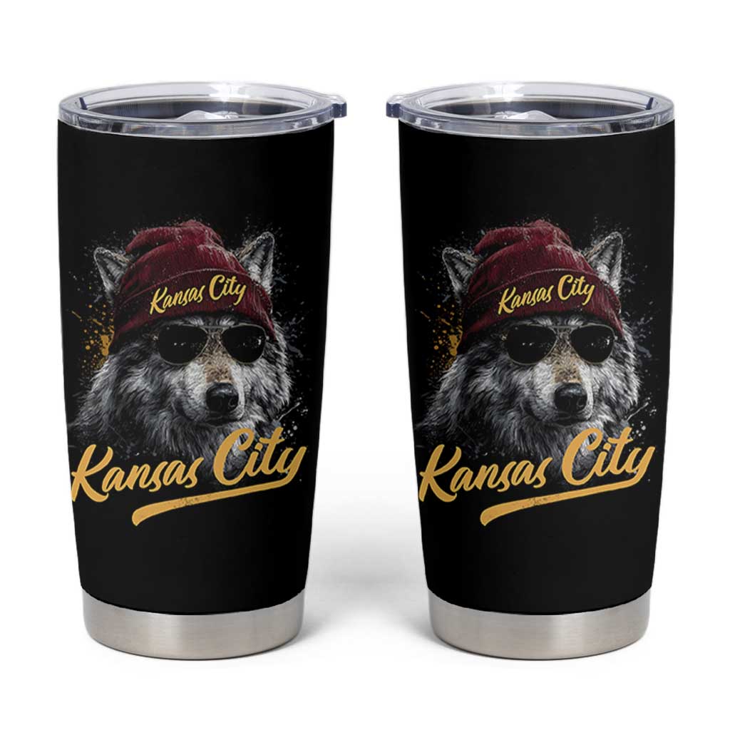 Kansas City Tumbler Cup Retro Vintage Watercolors Sport Wolf Mascot - Wonder Print Shop