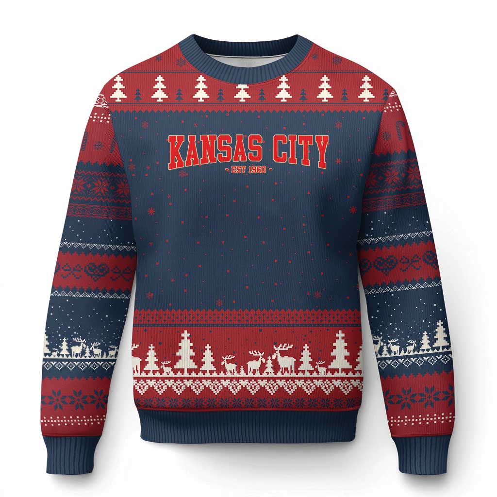Kansas City Ugly Christmas Sweater Retro Style 90s Vintage Unisex Varisty - Wonder Print Shop