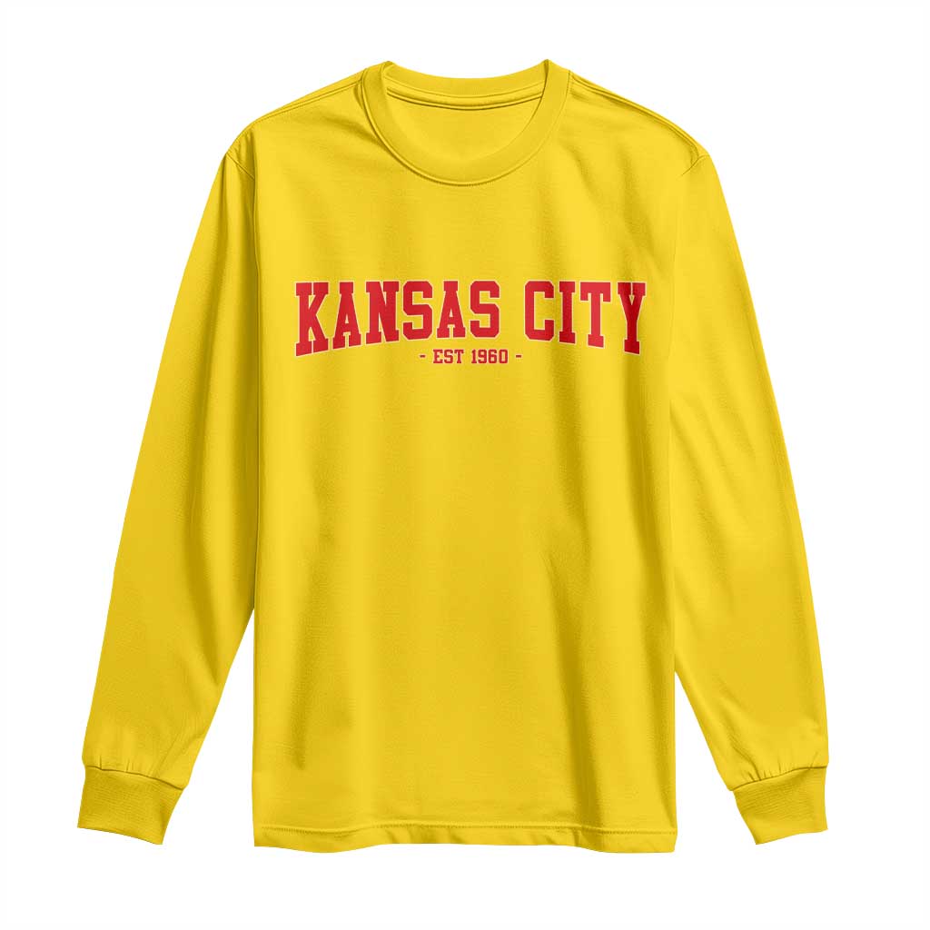 Kansas City Long Sleeve Shirt Retro Style 90s Vintage Unisex Varisty - Wonder Print Shop