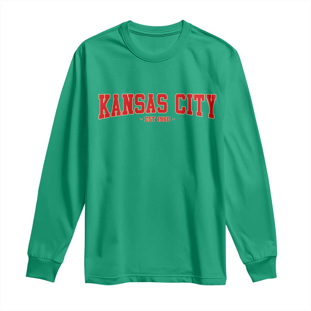 Kansas City Long Sleeve Shirt Retro Style 90s Vintage Unisex Varisty - Wonder Print Shop