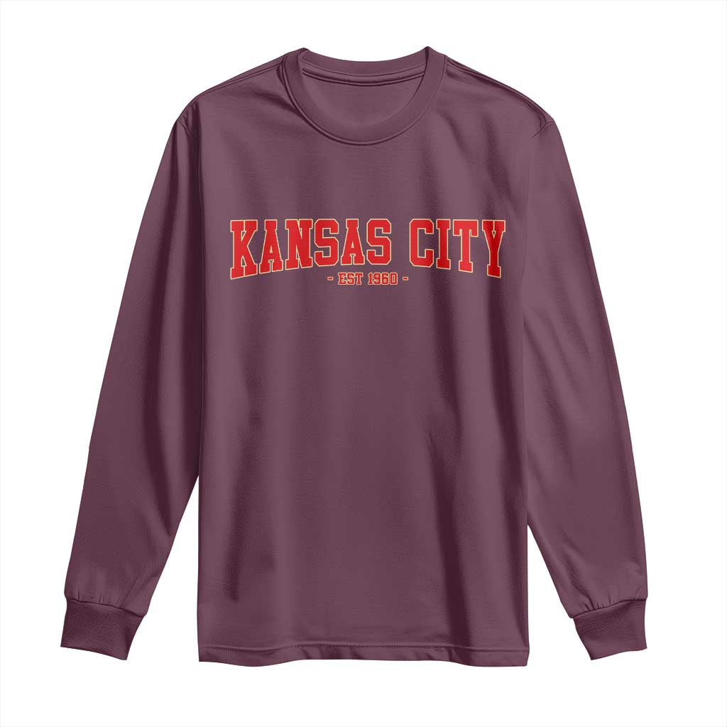 Kansas City Long Sleeve Shirt Retro Style 90s Vintage Unisex Varisty - Wonder Print Shop