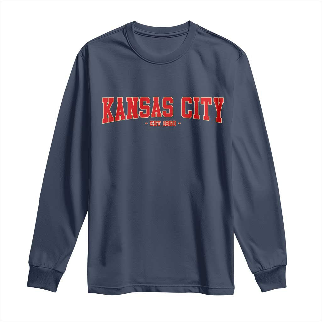 Kansas City Long Sleeve Shirt Retro Style 90s Vintage Unisex Varisty - Wonder Print Shop