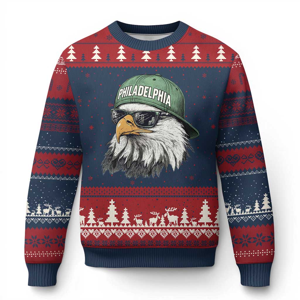 Philadelphia Fan Ugly Christmas Sweater Retro Eagle Sports Fan - Wonder Print Shop