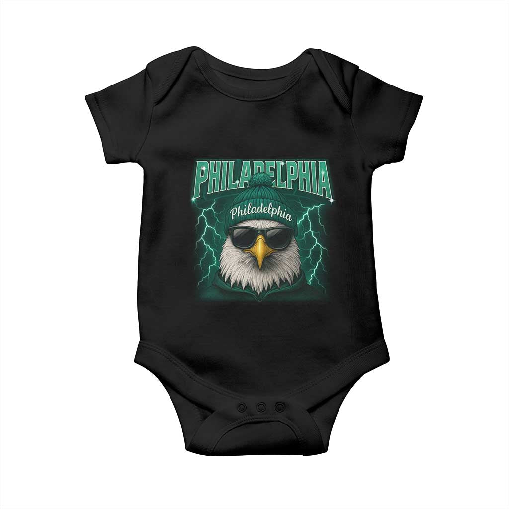 Philadelphia Fan Baby Onesie Retro Eagle Bootleg Sports Fan - Wonder Print Shop