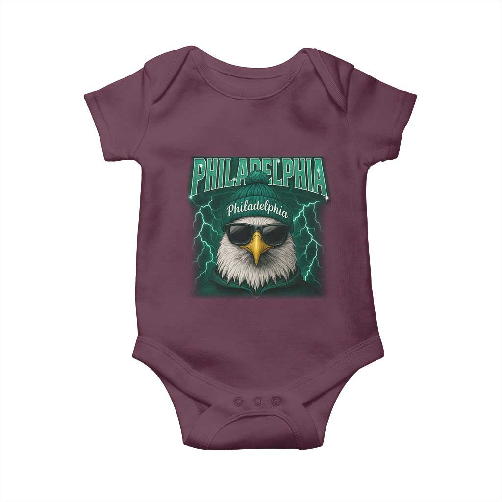 Philadelphia Fan Baby Onesie Retro Eagle Bootleg Sports Fan - Wonder Print Shop