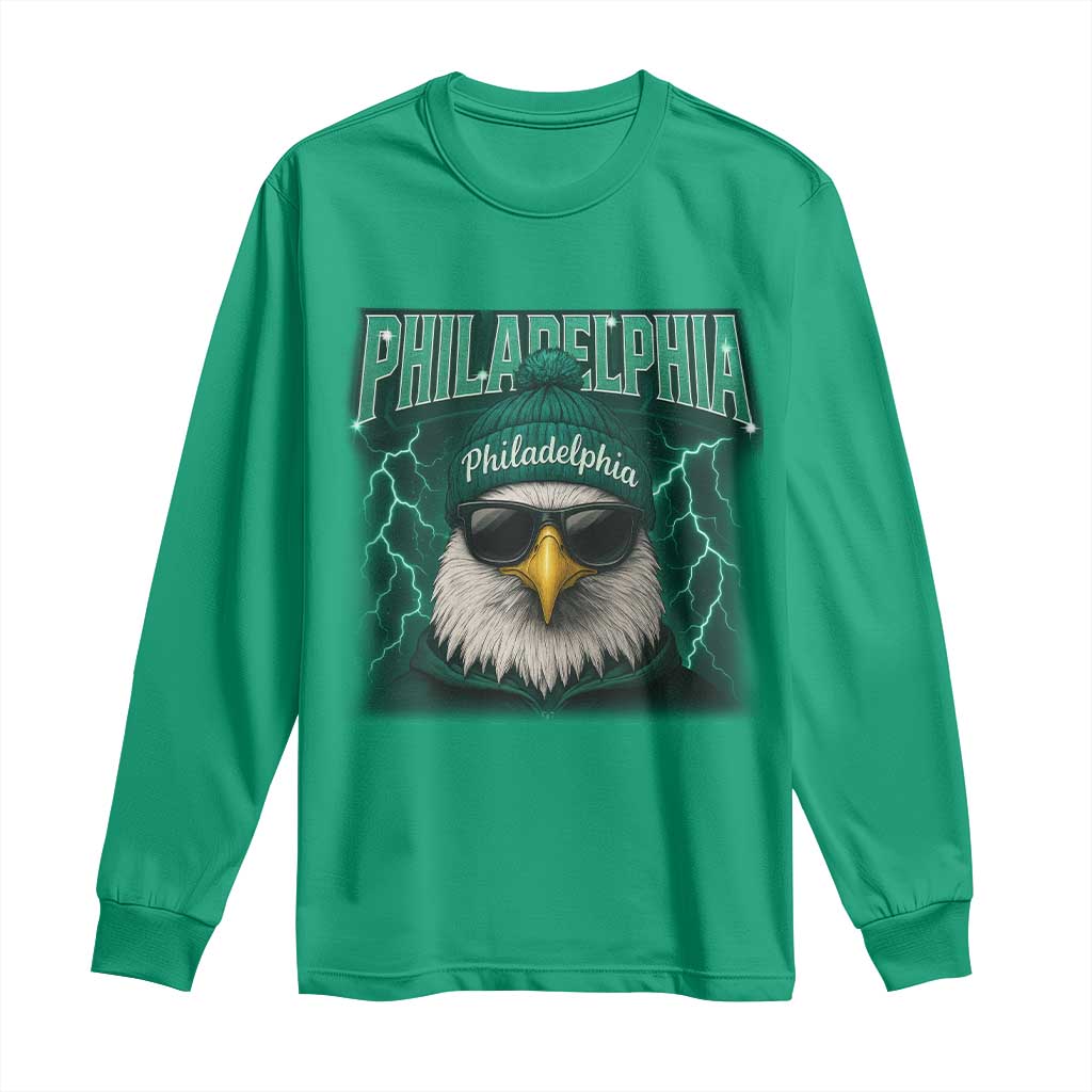 Philadelphia Fan Long Sleeve Shirt Retro Eagle Bootleg Sports Fan - Wonder Print Shop