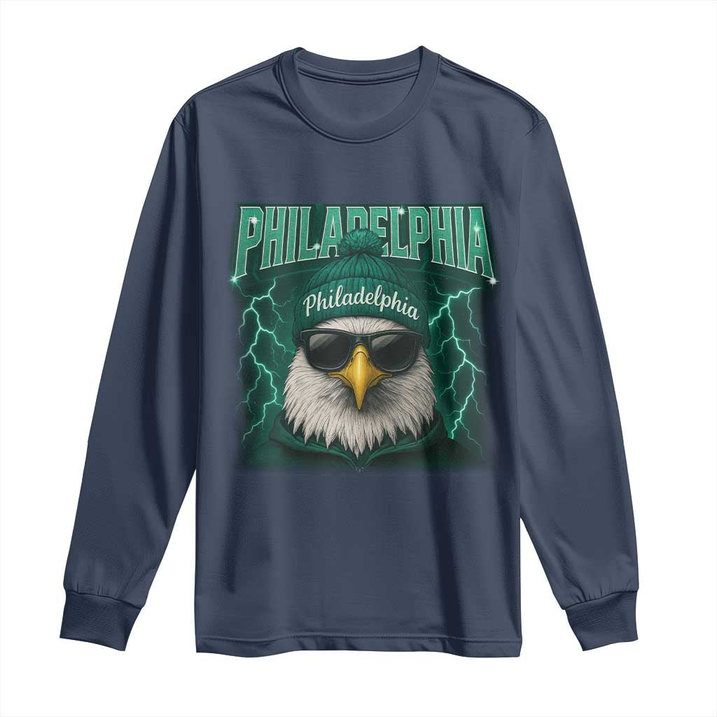 Philadelphia Fan Long Sleeve Shirt Retro Eagle Bootleg Sports Fan - Wonder Print Shop