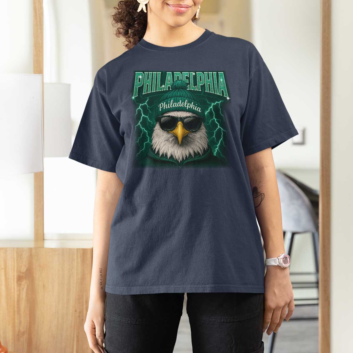 Philadelphia Fan T Shirt For Women Retro Eagle Bootleg Sports Fan - Wonder Print Shop